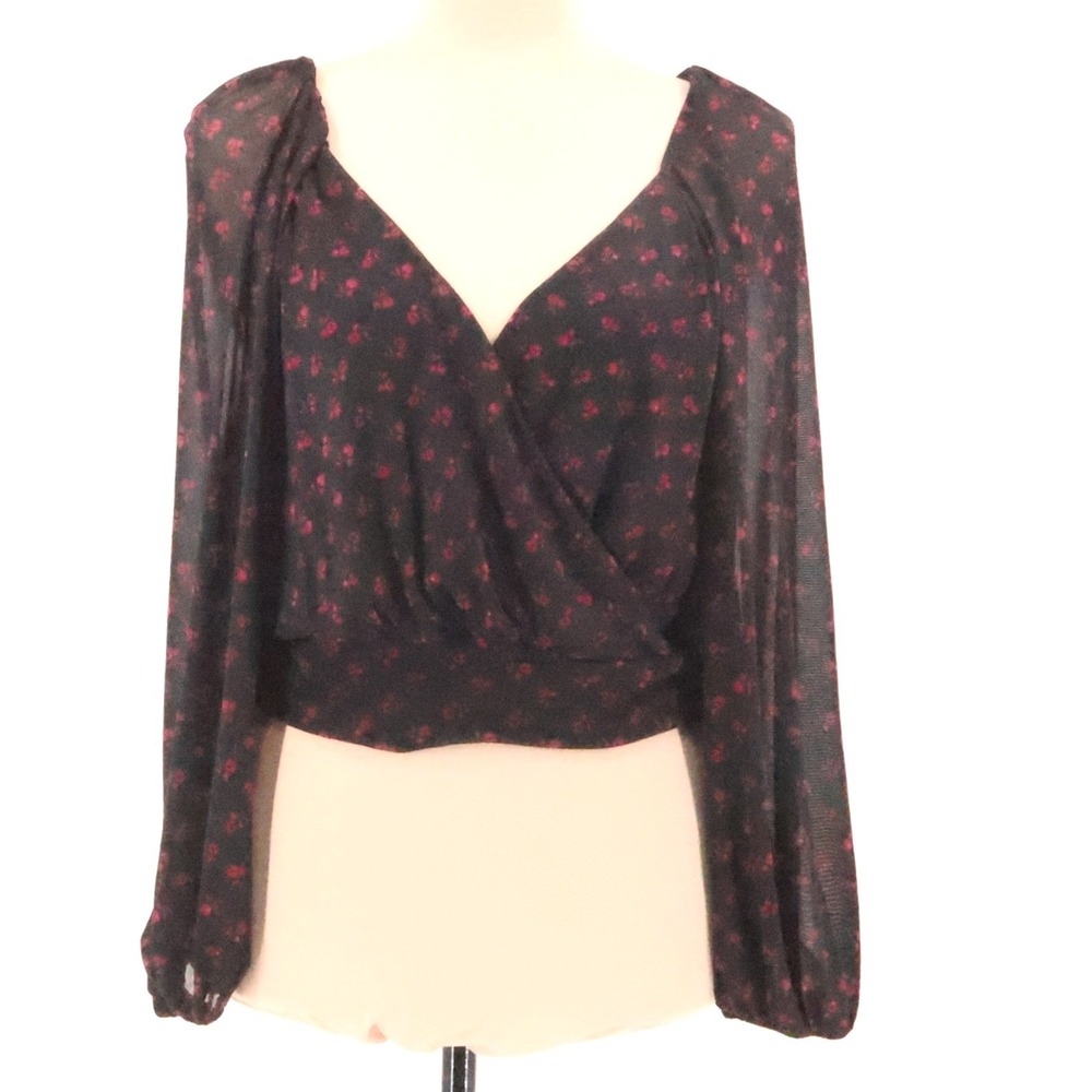 Free People Sweetie Pie Floral Mesh Top Womens Size S Whimsigoth Witchy‎ Fairy
